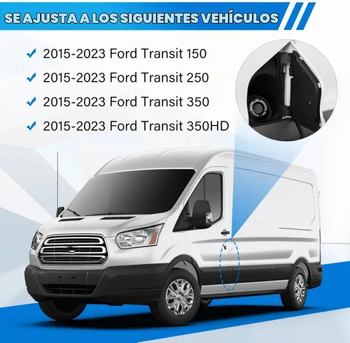 Vista 2 de Puerta de Combustible de Tránsito Compatible con Furgonetas Ford Transit 150 250 350 HD 2015-2023 – Puerta de Gas de Tránsito con Cubierta Blanca