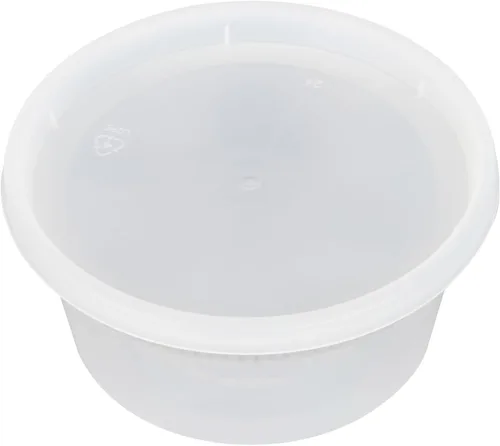 Vista 13 de Restaurantware -Asporto - Cajas para llevar de 8 onzas, 25 recipientes redondos para sopa para microondas - Tapas de plástico transparente