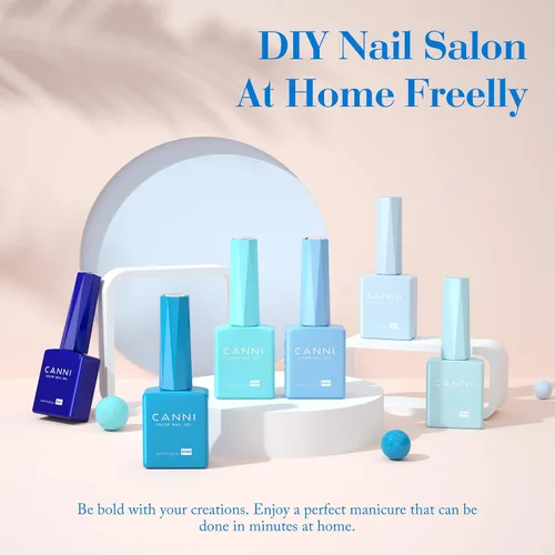 Vista 2 de CANNI - Juego de esmalte de uñas en gel azul de 6 colores 9ML Baby Royal Light Blue – Esmalte de uñas en gel inspirado en el océano Acuario