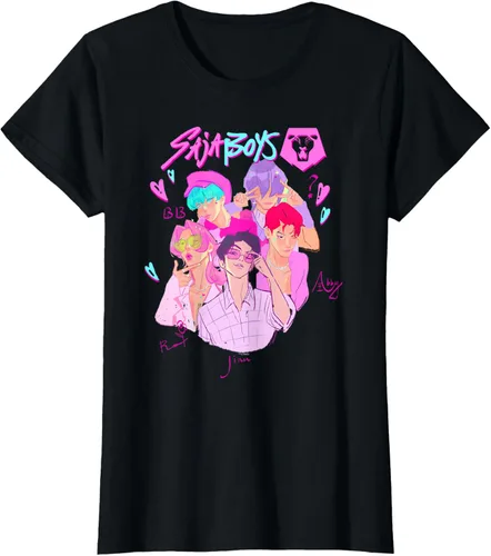 Vista 32 de Kpop Demon Hunters Camiseta Saja Boys Heartthrob con licencia