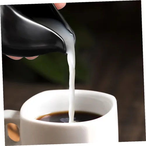Vista 5 de Yardwe Jarra de leche de boca redonda de cerámica de 3.7 pulgadas con boquilla para crema de café y jarabe de mesa, ideal para uso doméstico y café