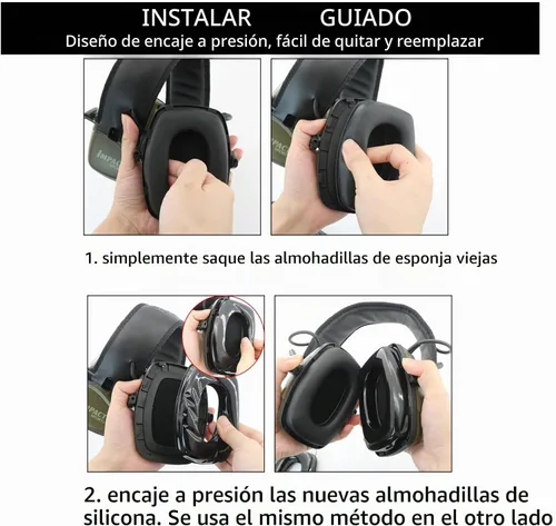 Vista 4 de Almohadillas de gel compatibles con Howard Leight de Honeywell, Impact Sport, Pro, Sync, serie de orejeras de protección auditiva, repuesto