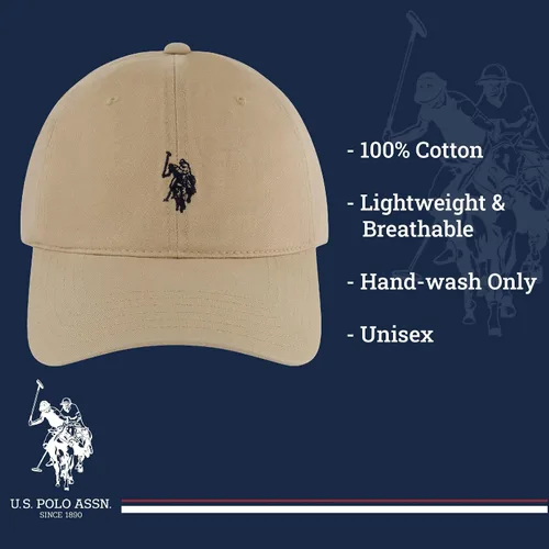 Vista 6 de U.S. Polo Assn. Small Polo Pony Logo Baseball Hat, 100% Cotton, Adjustable Cap