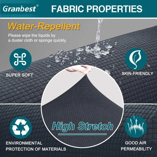 Vista 3 de Granbest - Funda de sofá impermeable de alta calidad Granbest de alta elasticidad para sofá de tela súper suave (gris, pequeña)