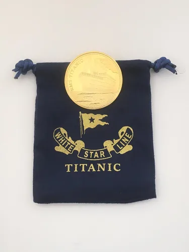 Vista 3 de Titanic Heart of the Ocean Necklace Fake Gold Coin Titanic Gifts