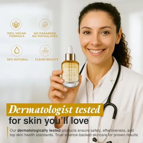 Vista 5 de The Beauty Elixir Suero de colágeno para cara con oro de 24 quilates, probado por dermatólogos, antienvejecimiento, ultra hidratante, líneas finas