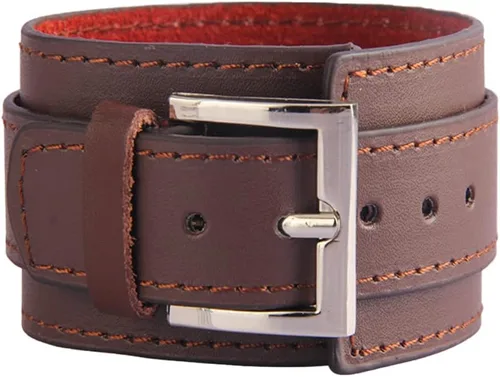 Vista 4 de AZYOUNG Pulsera de cuero negro marrón blanco para hombres mujeres dos capas ajustable cinturón hebilla pulsera