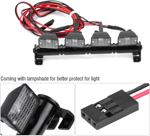 Vista 5 de Barra de luz LED para coche RC, 4 LED Barra de luz de techo Luces de techo Pieza accesorio para Axial scx10 RC Car (blanco)