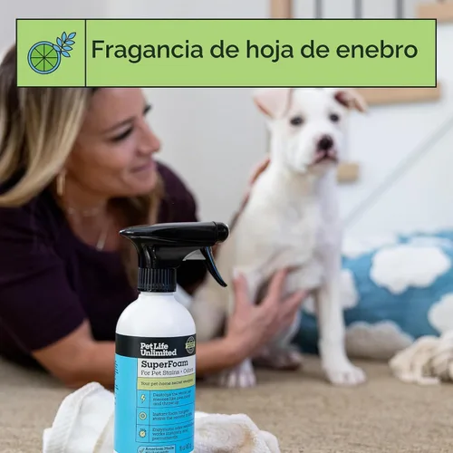Vista 7 de Pet Life Unlimited SuperFoam para manchas y olores de mascotas, hoja de enebro, 16 onzas líquidas