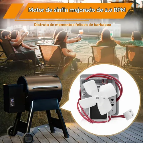 Vista 7 de Piezas de Repuesto de Motor de Barrena Mejorado de 2.0 RPM Compatibles con Traeger, Pit Boss, Parrillas Ahumadoras de Pellets de Madera Camp Chef