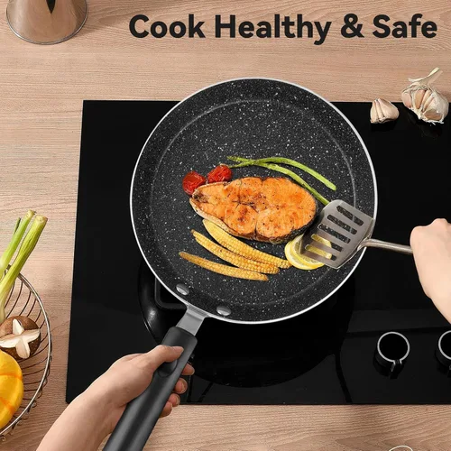 Vista 3 de Sartén antiadherente de 6 pulgadas con revestimiento antiadherente, sartén para huevos con mango de plástico, apta para lavavajillas, fácil