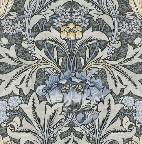 Vista 13 de NextWall Acanthus Papel pintado floral de pelar y pegar (denim y salvia)