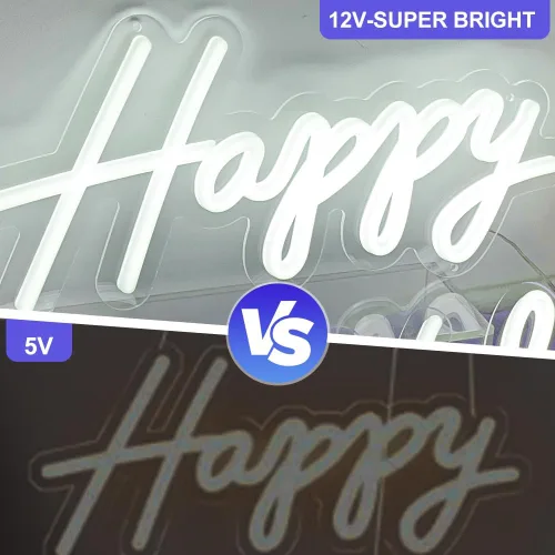 Vista 7 de Letrero de neón de gran tamaño con texto en inglés «Happy Birthday», 2 unidades, letrero luminoso de feliz cumpleaños de 12 V con interruptor