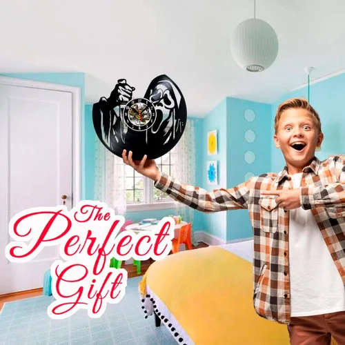 Vista 3 de Reloj de pared espeluznante y elegante de película de terror de Halloween, complemento perfecto para tu decoración embrujada, idea de regalo única