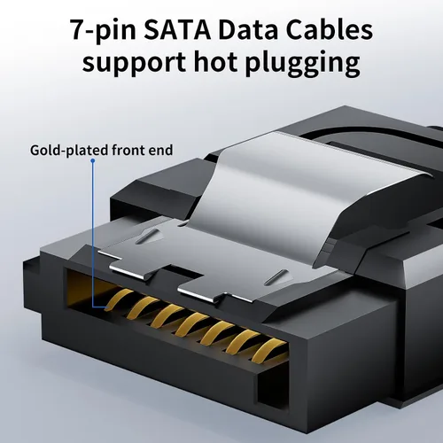 Vista 6 de BolAAzuL - Juego de 2 cables SATA III de ángulo recto y recto, cables de datos SATA de 90 grados + cable SATA 3 de recto a recto, cable SATA