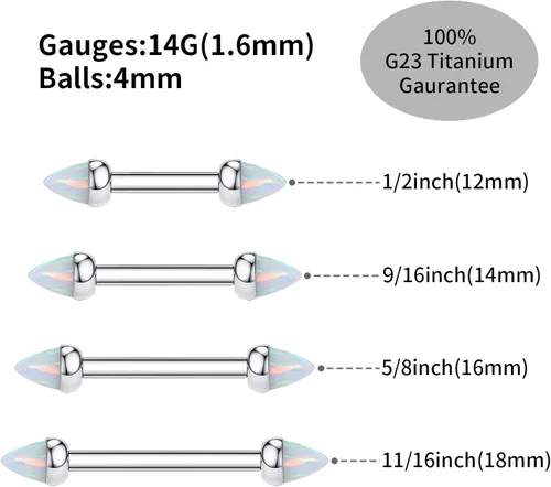 Vista 3 de GAGABODY Par de anillos para pezón G23 de titanio con rosca interna, 0.472in a 0.709in, barra recta para pezón para mujeres y hombres, joyería
