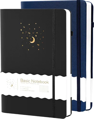 Vista 18 de CAGIE Cuaderno rayado para trabajo, cuaderno de tapa dura para escribir, mujeres y hombres, diario para tomar notas con lazo para bolígrafo