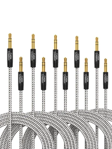 Vista 18 de CableCreation Cable Auxiliar para Auto (1-4 pies), Cable de Audio de 3,5 mm Enrollado de Macho a Macho, Cable Auxiliar Estéreo de 1/8 Pulgadas