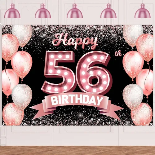 Vista 121 de Cartel de feliz cumpleaños décimo oro rosa, telón de fondo, saludos a 10 años, globos de confeti, decoración temática para niñas de 10 años
