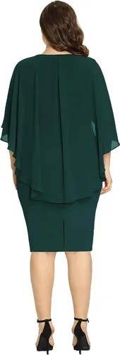 Vista 6 de Hanna Nikole Vestidos de lentejuelas para mujer, de gasa, con volantes, manga de capa, para fiesta, club, cóctel