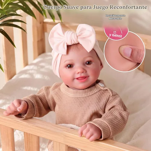 Vista 3 de BABESIDE Muñecas de bebé Reborn para nutrir el juego de simulación, muñeca realista de 17 pulgadas, cuerpo de tela suave, regalo para hermanas