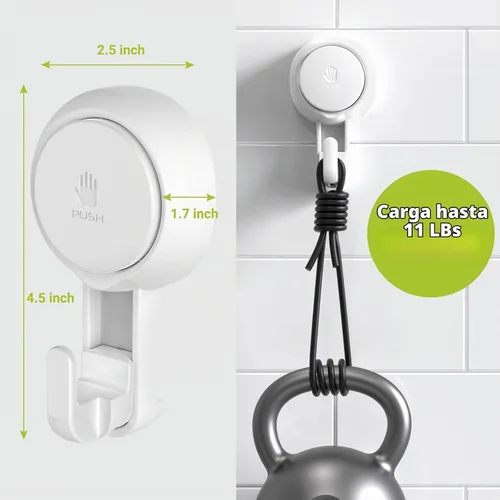 Vista 2 de Elegear Ganchos de ducha resistentes (paquete de 2) – Ganchos de succión al vacío impermeables y reutilizables para baño, cocina