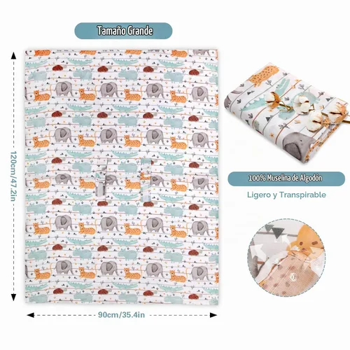 Vista 3 de Metplus Funda de muselina para asiento de coche para bebés, funda transpirable para asiento de coche infantil, funda ligera para portabebés