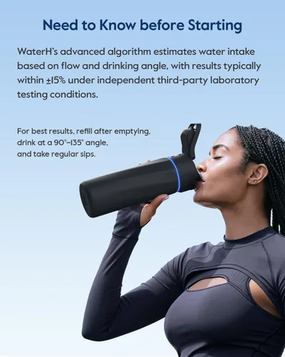Vista 7 de WaterH BOOST - Rastreador inteligente de botellas de agua con recordatorio Negro