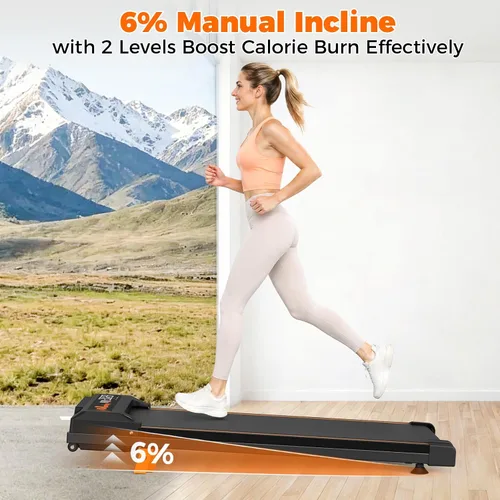 Vista 5 de Caminadora para el hogar y la oficina - Cinta de correr para debajo del escritorio con 6% de inclinación manual, control remoto, pantalla LED, motor