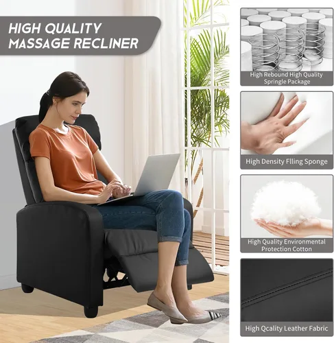 Vista 6 de Silla de masaje eléctrica, sillón reclinable para sala de estar, sillón reclinable de masaje, silla de masaje de cuero ajustable con control remoto