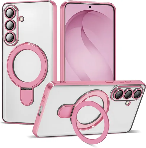 Vista 14 de Funda compatible con Samsung Galaxy S24 Plus con soporte de anillo magnético [compatible con Mag-Safe] protector de lente de cámara chapado Dorado