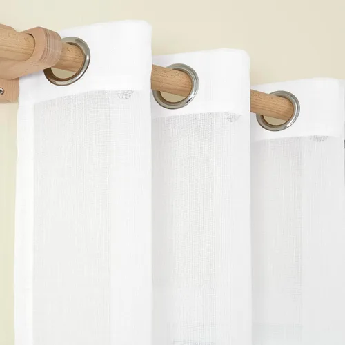 Vista 6 de BGment Cortinas traslúcidas blancas de 54 pulgadas de largo, 2 paneles de lino texturizados filtrantes de luz semitraslúcidos con ojales