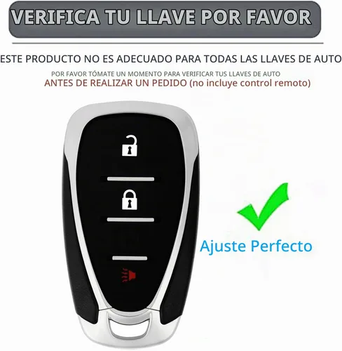 Vista 2 de para llavero de Chevy Carcasa de entrada sin llave Compatible con Chevy Spark Traverse Equinox Trailblazer Trax 3 botones Funda inteligente