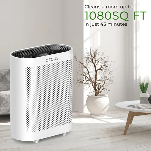 Vista 5 de AZEUS Purificador de aire True HEPA para habitaciones grandes, filtro 5 en 1, atrapa partículas de hasta 0.3 micrones, ventilador centrífugo de alta