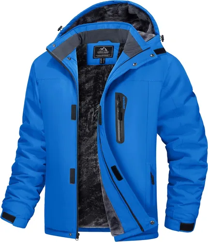Vista 11 de MAGCOMSEN - Abrigos de invierno para hombre, impermeables, con forro polar, parka, con capucha, para esquiar, senderismo, trabajo Negro