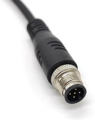 Vista 3 de Cable Conector Macho M12 de 5 Pines, Cable Eléctrico de Enchufe Recto de Aviación Código A de PVC Industrial Moldeado No Blindado 1M AWG22