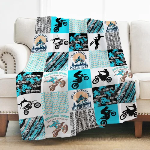 Vista 18 de Levens Manta de motocicleta de regalo para motociclista, 60 x 50 pulgadas, manta de franela suave para deportes extremos para hombres, niños