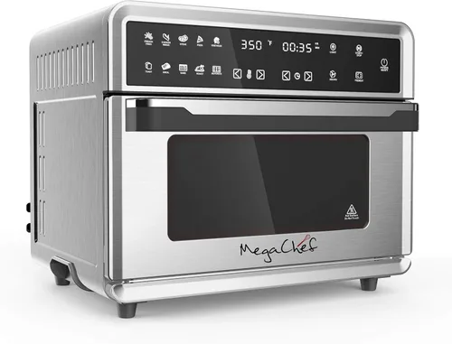 Vista 7 de Megachef Horno electrónico multifunción de 360 grados con tecnología de aire caliente, cromo plateado, capacidad de 25 litros
