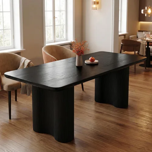 Vista 10 de Mesa de comedor rectangular moderna de 62.99 pulgadas para 4-6, mesa de cocina resistente para sala de estar y reuniones, fácil montaje, color Blanco
