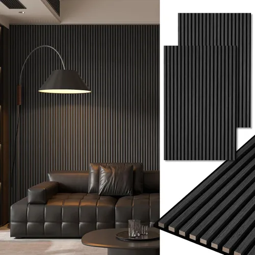 Vista 14 de Art3d Paquete de 2 paneles acústicos de madera de 48 x 24 pulgadas para pared, paneles de listones de madera insonorizados para pared y techo