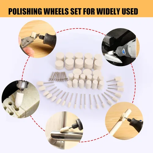 Vista 10 de 100 Ruedas de Pulido y Abrillantado para Kit de Pulido Dremel, Ruedas de Pulido para Accesorios de Herramientas Dremel, con Vástago de 1/8