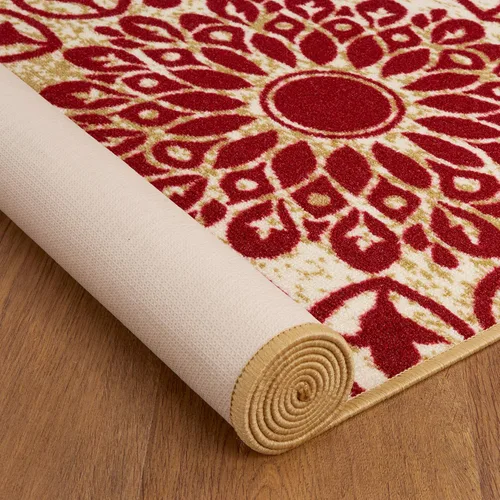 Vista 4 de Antep Rugs - Alfombra moderna, con diseño floral y antideslizante (no se desliza), de perfil bajo con parte trasera de goma, alfombra de área