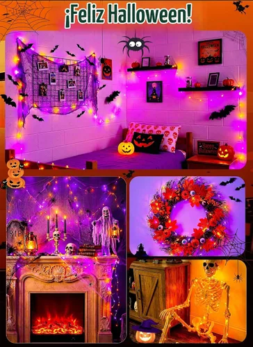 Vista 3 de Minetom Guirnalda de luces que cambian de color – Cadena de 100 luces LED de 33 pies con control remoto, 16 colores individuales y 6