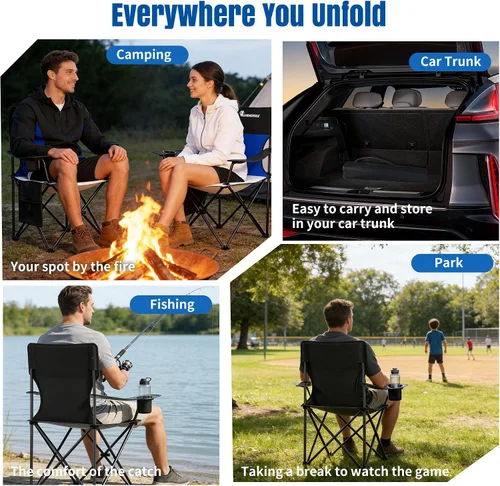 Vista 7 de Silla de camping, sillas de césped con respaldo alto de 500 libras