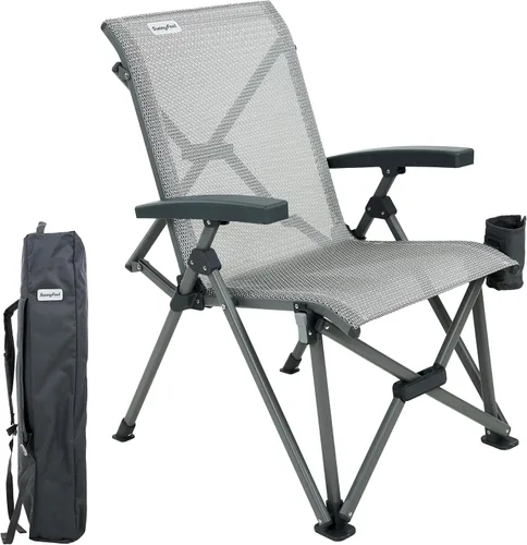 Vista 10 de SUNNYFEEL Silla de camping plegable de respaldo alto 500 libras con marco