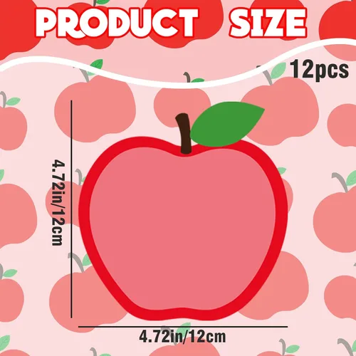 Vista 2 de 12 notas adhesivas de manzana, lindas notas adhesivas de manzana, notas adhesivas autoadhesivas de dibujos animados de frutas, almohadillas Día