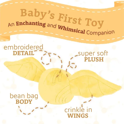 Vista 3 de Kids Preferred Harry Potter Golden Snitch - Animal de peluche con una suave bola dorada con alas bordadas detalladas para bebés, niños pequeños