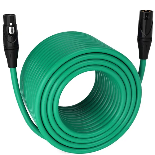 Vista 120 de LyxPro Cable de micrófono XLR hembra a macho de ángulo recto de 3 pines de 1.5 pies para altavoces amplificados, interfaz de audio, rendimiento