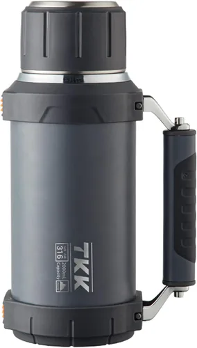 Vista 2 de Botella de acero inoxidable aislada al vacío de 2QT 64oz, termos de café grandes para bebidas calientes con asa de taza que mantiene los líquidos