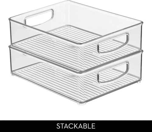 Vista 5 de iDesign - Papelera apilable para despensa de cocina, refrigerador o almacenamiento en congelador, transparente, fabricada en EE. UU Armarios